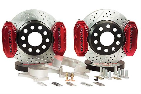Baer Brakes SS4+ Deep Stage Dual Staging Disc Brake Kits 4262669FR Kit, Staging, Rear, 4-Piston Caliper, Fire Red Powdercoated, Drilled/Slotted, Ford 8.8, Kit