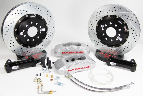Baer Brakes Claw Pro+ Disc Brake Systems 4301436S Kits, Pro Plus Systems, Front, Cross-drilled/Slotted Rotors, 6-piston Silver Powdercoated Calipers, Chevrolet, Kit