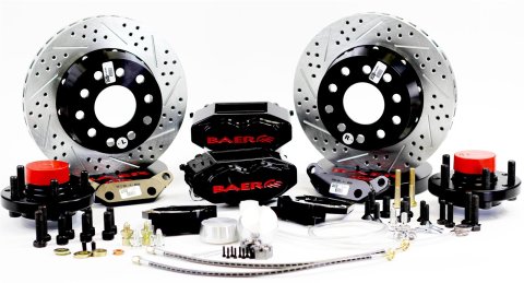 Baer Brakes SS4+ Disc Brake Systems 4141049B Kits, SS4 Plus Systems, Front, Cross-drilled/Slotted Rotors, 4-piston Black Powdercoated Calipers, Dodge, Plymouth, Kit