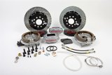 Baer Brakes SS4+ Disc Brake Systems 4262257S Kit, SS4+, Rear, Cross-drilled/Slotted Rotors, 4-piston Silver Powdercoated Calipers, Ford, 8.8 in., Kit thumbnail 1