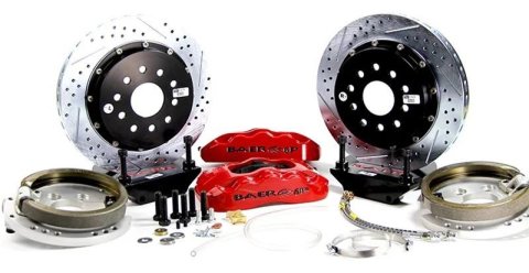 Baer Brakes Claw Pro+ Disc Brake Systems 4262287R Kits, Pro Plus Systems, Rear, Cross-drilled/Slotted Rotors, 6-piston Red Powdercoated Calipers, Ford, Kit