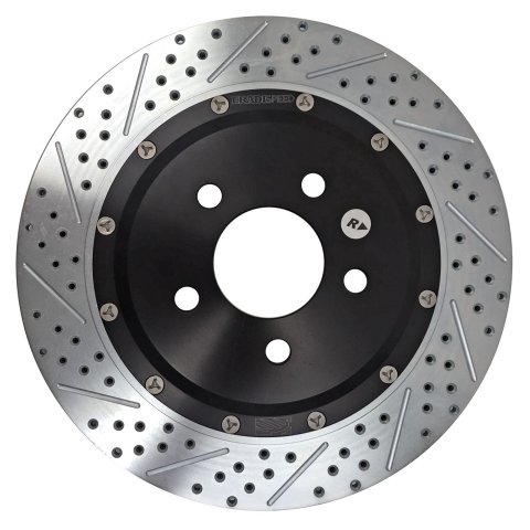 Baer Brakes EradiSpeed+ Brake Rotors for 2015-2023 MUSTANG - 2262023 Rotor, EradiSpeed+, Vented, Cross-Drilled/Slotted, 12.99 in. Diameter, 0.980 in. Thick, Iron, Zinc plated, Pair thumbnail 1