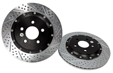 Baer Brakes EradiSpeed+ Brake Rotors for 2015-2023 MUSTANG - 2262023 Rotor, EradiSpeed+, Vented, Cross-Drilled/Slotted, 12.99 in. Diameter, 0.980 in. Thick, Iron, Zinc plated, Pair thumbnail 2