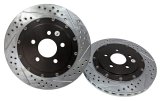 Baer Brakes EradiSpeed+ Brake Rotors 2261002 Rotor, EradiSpeed-Plus, Cross-Drilled, Slotted, Iron, Zinc Plated, Front, Ford, Pair thumbnail 1