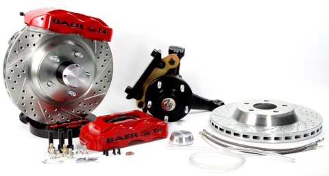 Baer Brakes Track4 Disc Brake Systems 4301407R Kit, Track4, Front, Cross-drilled/Slotted Rotors, 4-piston Red Powdercoated Calipers, Buick, Chevy, GMC, Oldsmobile, Pontiac, Kit