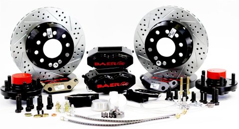 Baer Brakes SS4+ Disc Brake Systems 4301433B Brakes, SS4+, Front, Cross-drilled/Slotted Rotors, 4-piston Black Calipers, Chevy, Kit thumbnail 1