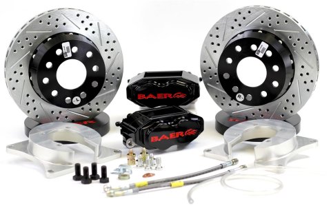 Baer Brakes SS4+ Disc Brake Systems 4262689B Kit, SS4+, Rear, Cross-drilled/Slotted Rotors, 4-piston Black Powdercoated Calipers, Ford, 9 in., Big, Kit