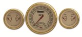 Classic Instruments Vintage Series Gauge Sets VT64SLC Set, Series, Analog, Electronic, Black Face, Red Pointer, Gold Bezel, Curved Lens, Set thumbnail 1