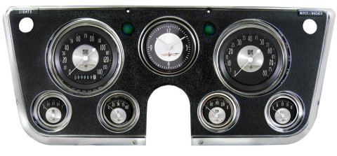 Classic Instruments 1967-72 Chevy Truck Package Gauge Sets CT67AT Gauges, All-American Tradition, Direct-Fit, Black Face, Silver Numbers, Analog, Chevy, GMC, Kit