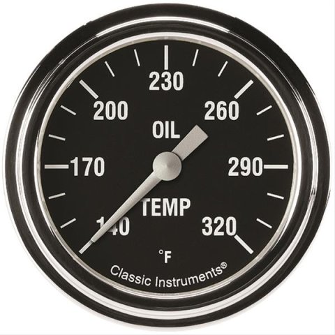 Classic Instruments Hot Rod Series Gauges HR328SLF Gauge, Series, Oil Temperature, 140-320 degrees F, 2 5/8 in., Analog, Electrical, Each