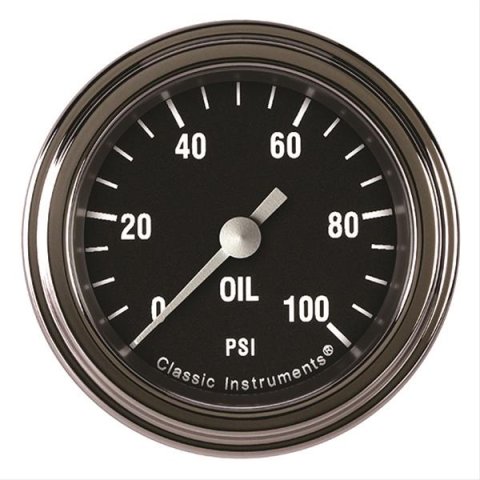 Classic Instruments Hot Rod Series Gauges HR181SLF Oil Pressure Gauge, HOT ROD 2" OIL PRES 100psi FULL SWEEP
