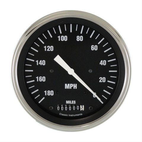 Classic Instruments Hot Rod Series Speedometers HC55SLF Gauge, Series, Speedometer, 0-180 mph, 3 3/8 in., Black Face, Analog, Electrical, Each
