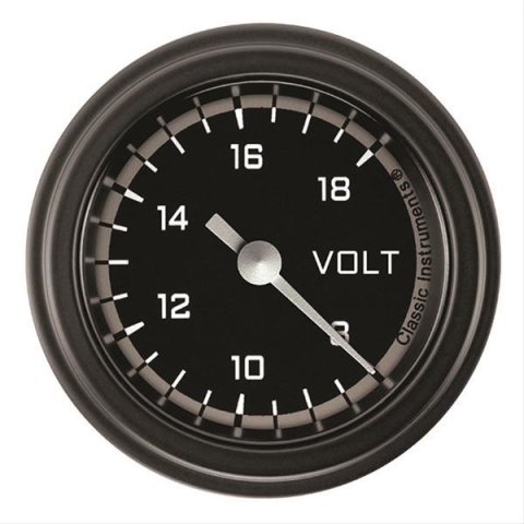 Classic Instruments Auto Cross Gray Series Gauges AX130GBLF Volt Gauge, AUT CROSS 2" VOLT FULL SWEEP