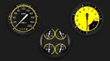 Classic Instruments Auto Cross Yellow Series Gauge Sets AX53YBLF Kits, Yellow, Analog, Speedometer, Tach, Fuel Level, Oil Press., Volts, Water Temp., 4 5/8 in., Black/Yellow Face, White Numbers, Kit thumbnail 1