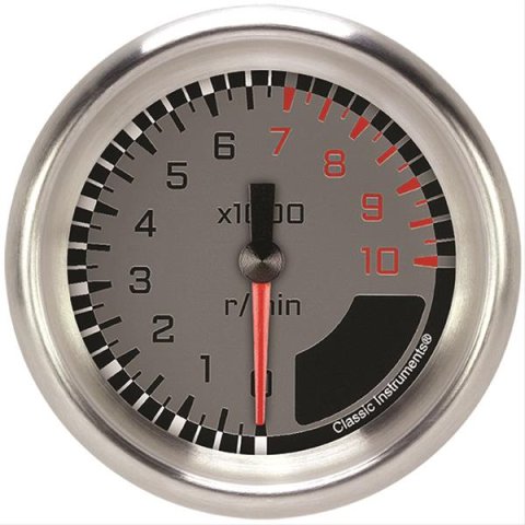 Classic Instruments Auto Cross Gray Series Tachometers AX383GAPF Autocross w/ Aluminum Performance Bezel 2 5/8" Tachometer Full Sweep