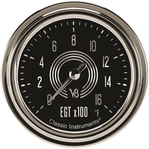 Classic Instruments V8 Speedster Series Gauges V8SR398SLC Gauge, Analog, Series, EGT, 0-1600 Degrees F, 2 5/8 in. Diameter, Black Face, Full Sweep, Each