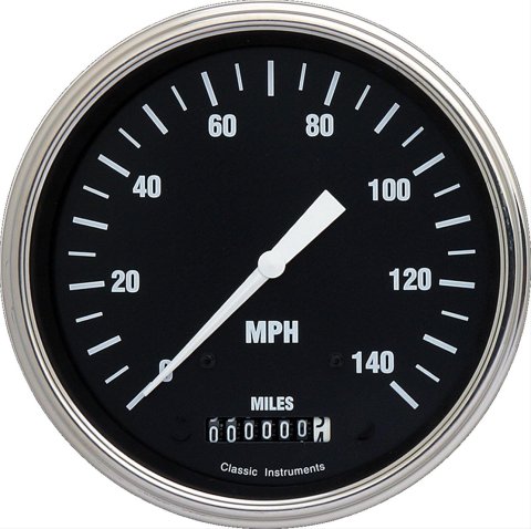 Classic Instruments Hot Rod Series Speedometers HR56SLF Speedometer, Rod, 5 in. Diameter, 0-140 mph, Analog, Electrical, Flat Face, Each