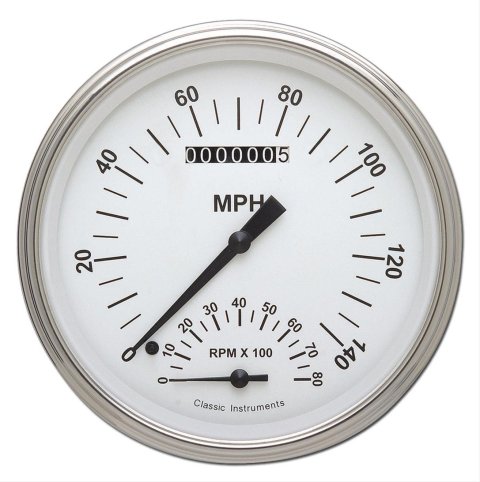Classic Instruments White Hot Series Gauge Sets WH50SLF Gauge, Series, Speedometer, Tachometer, Face, Analog, Each
