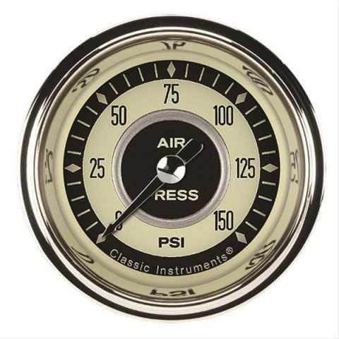 Classic Instruments Nostalgia VT Series Gauges NT118SHC Air Pressure Gauge, NOSTALGIA 2" AIR PR 150psi ELECTRIC, FULL SWEEP