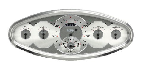 Classic Instruments All-American Series Gauge Sets AW6400PB Kits, Series, Analog, Speedometer, Tach, Fuel Level, Oil Pressure, Water Temperature, Silver Face, Black Numbers, Electronic, Kit