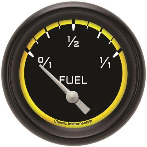 Classic Instruments Auto Cross Yellow Series Gauges AX209YBPF Gauge, Series, Performance Bezel, Fuel Level, Empty/Full, 240 Ohms/33 Ohms, 2 5/8 in., Analog, Electrical, Each