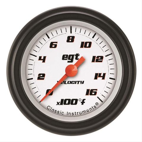 Classic Instruments Velocity Series Gauges VS198WBLF Gauge, White Series, Pryometer, 0-1,600 Degrees F, 2 1/8 in., Analog, Electrical, Each