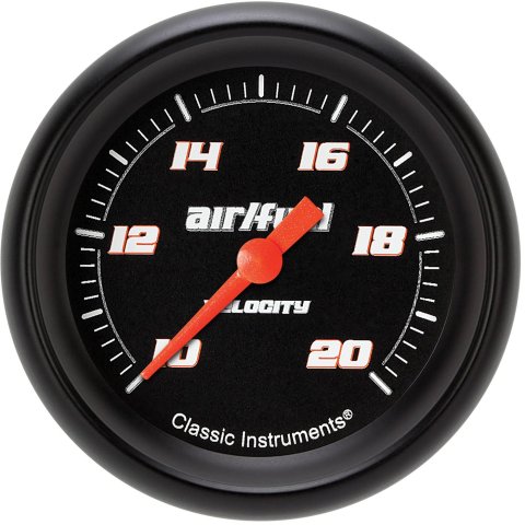 Classic Instruments Velocity Series Gauges VS394BBPF Gauges, Series, Air/Fuel Ratio - Wideband, 10:1-20:1 Air/Fuel Ratio, Analog, Electrical, 2 5/8 in., Black Face, White Numbers, Each
