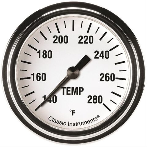 Classic Instruments White Hot Series Gauges WH326SLF-12 Gauge, Series, Water Temperature, 140-280 Degrees F, 2 5/8 in., Analog, Electrical, Each
