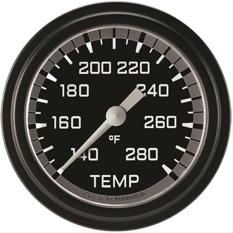 Classic Instruments Auto Cross Gray Series Gauges AX326GBLF-02 Gauge, Series, Water Temperature, 2 5/8 in., Analog, Electrical, Each