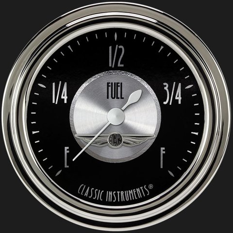 Classic Instruments All-American Tradition Series Gauges AT309SLC Gauge, Analog, Series, Fuel Level, Empty-Full, 2 5/8 in. Diameter, Black Face, Full Sweep, Each