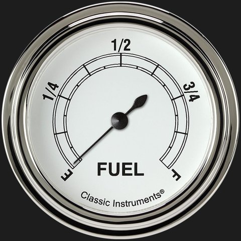Classic Instruments White Series Gauges CW309SLF Gauge, Series, Programmable Fuel Level, Empty-Full, 2 5/8 in., Face, Analog, Electrical, Each