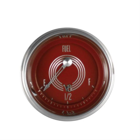 Classic Instruments V8 Red Steelie Series Gauges V8RS11SHC Gauge, Series, Analog, Fuel Level, Empty-Full, 2 1/8 in. Diameter, Face, Electrical, Each
