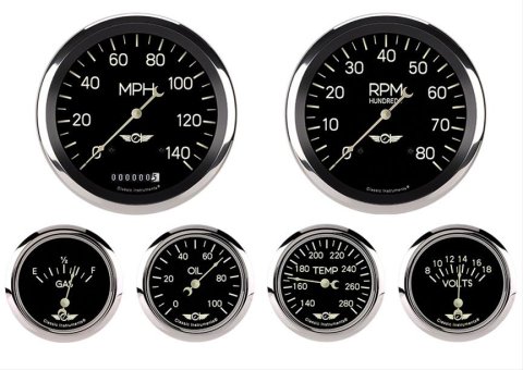 Classic Instruments Series Gauge Sets CL951SRC 6 gauge set, CLASSIC SERIES 6 GAUGE SET