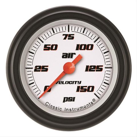 Classic Instruments Velocity Series Gauges VS118WBLF Air Pressure Gauge, VELOCITY WHT 2" AIR PR 150psi ELEC, FULL SWEEP