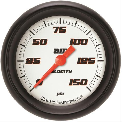 Classic Instruments Velocity Series Gauges VS318WBPF Gauge, White Series, Air Pressure, 0-150 PSI, 2 5/8 in., Performance Bezel, Analog, Electrical, Each