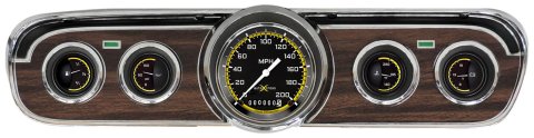Classic Instruments 1965-66 Mustang Package Gauge Sets MU65AXY00 Kits, Package, Analog, Speedometer, Fuel Level, Oil Pressure, Volts, Water Temp., Black/Yellow Face, White Numbers, Ford, Kit