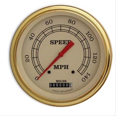 Classic Instruments Vintage Series Speedometers VT56GLF Speedometer, Series, 5 in. Diameter, 0-140 mph, Analog, Electrical, Flat Face, Each