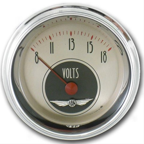 Classic Instruments All-American Nickel Series Gauges AN30SHC Gauge, All-American, Voltmeter, 8-18 V, 2 1/8 in., Analog, Electrical, Each