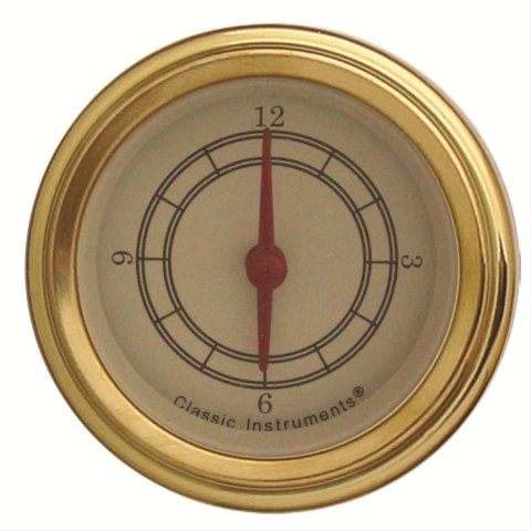 Classic Instruments Vintage Series Gauges VT90GLC Gauge, Series, Clock, 12 hours, 2 1/8 in., Cream Face, Curved-style Lens, Analog, Each