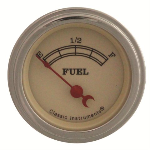 Classic Instruments Vintage Series Gauges VT14SLC Gauge, Series, Fuel Level, Empty-Full, 2 1/8 in., Tan Face, Analog, Electrical, Each