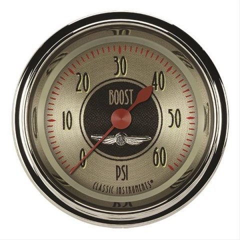 Classic Instruments All-American Nickel Series Gauges AN143SHC Boost Gauge, AMER NKL 2" BOOST, 60psi ELECTRIC, FULL SWEEP