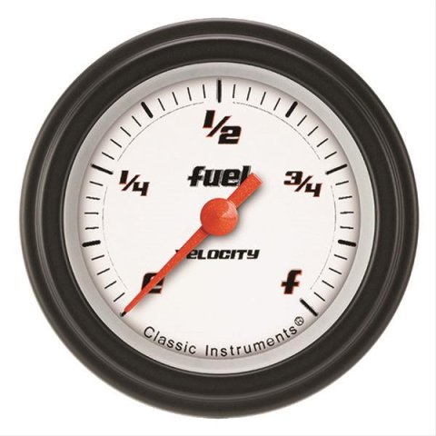 Classic Instruments Velocity Series Gauges VS109WBLF Fuel Gauge, VELOCITY WHITE 2" FUEL PROGRAM, FULL SWEEP