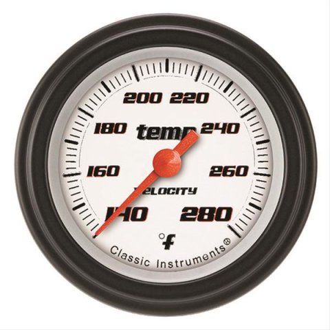 Classic Instruments Velocity Series Gauges VS126WBLF-04 Gauge, White Series, Water Temperature, 140-280 Degrees F, 2 1/8 in., Analog, Electrical, Each