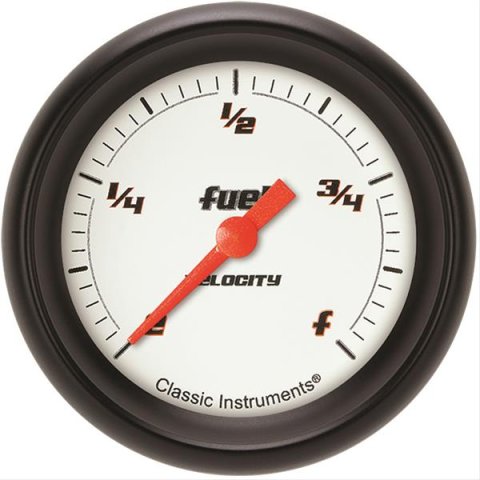 Classic Instruments Velocity Series Gauges VS309WBPF Gauge, White Series, Fuel Level, Programmable, 2 5/8 in., Performance Bezel, Analog, Electrical, Each