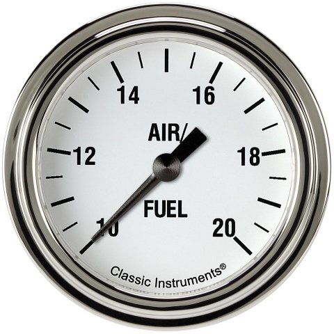 Classic Instruments White Hot Series Gauges WH394SLF Gauges, Series, Air/Fuel Ratio - Wideband, 10:1-20:1 Air/Fuel Ratio, Analog, Electrical, 2 5/8 in. Diameter, Face, Black Numbers, Each