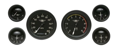 Classic Instruments Moal Bomber Series Gauge Sets MA01BLF Kit, Analog, Moal, Speedometer, Tachometer, Water Temperature, Fuel Level, Voltmeter, Oil Pressure, Kit thumbnail 1