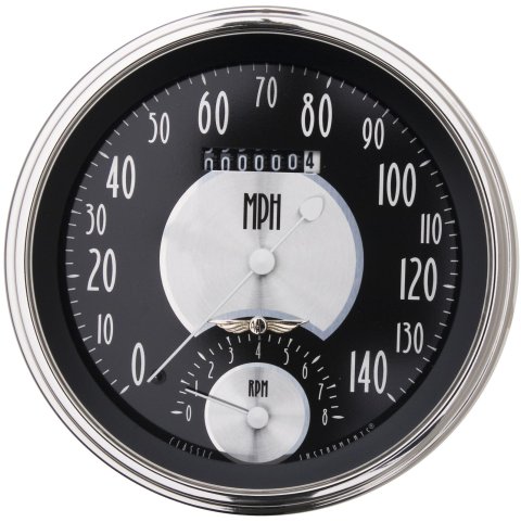 Classic Instruments All-American Tradition Series Gauge Sets AT50SLC Speedometer, Tachometer, Combo Gauge, Analog, 5 in. Diameter, Black Face, Polished Bezel, Each