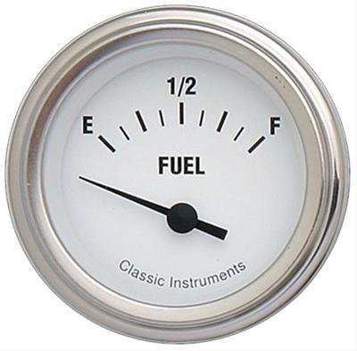 Classic Instruments White Hot Series Gauges WH11SLF Gauge, Series, Fuel Level, Empty-Full, 2 1/8 in., Face, Analog, Electrical, Each