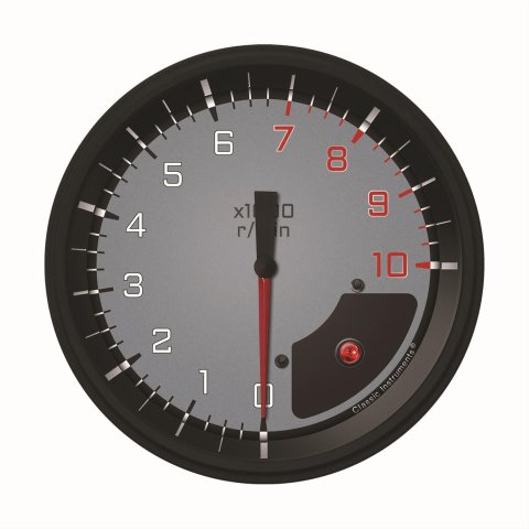 Classic Instruments Auto Cross Gray Series Tachometers AX71GBLF Tachometer, Cross, 5 in. Diameter, 0-10,000 rpm, Analog, Electrical, Black/Gray Face, Flat Lens, Each