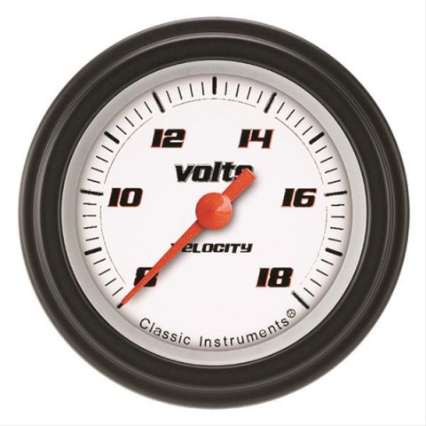 Classic Instruments Velocity Series Gauges VS130WBLF Volt Gauge, VELOCTY WHT 2" VOLT FULL SWEEP